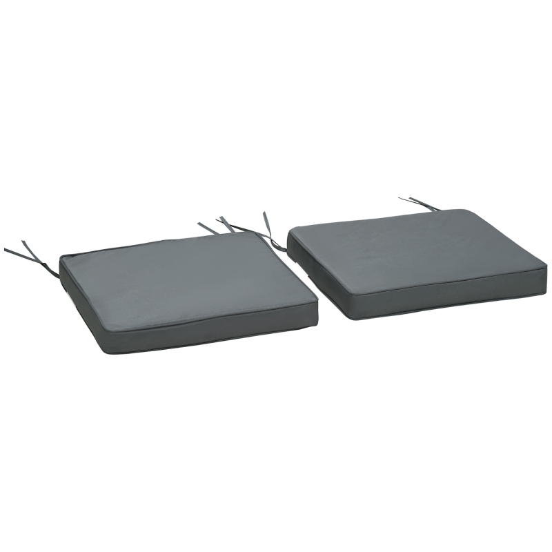 Outsunny Conjunto de 2 Almofadas de Cadeira de Jardim Externa Assento Removíveis Enchimento 5 cm Poliéster 45x45 cm Cinza Escuro