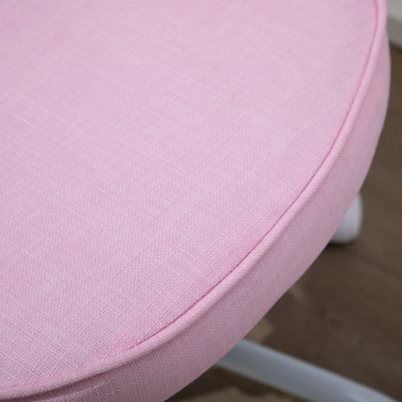 HOMCOM Cadeira de Escritório com Encosto em Forma de CoraçãoAjustável em Altura em Tecido de Linho 40x50x79-89 cm Rosa