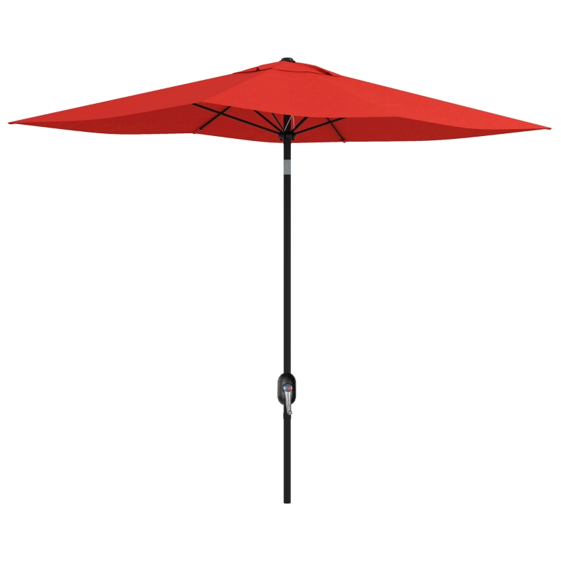 Outsunny Guarda Sol Retangular Inclinável 2x3 m com Manivela Tela Poliéster Impermeável Alta densidade 180g/㎡ Vermelho