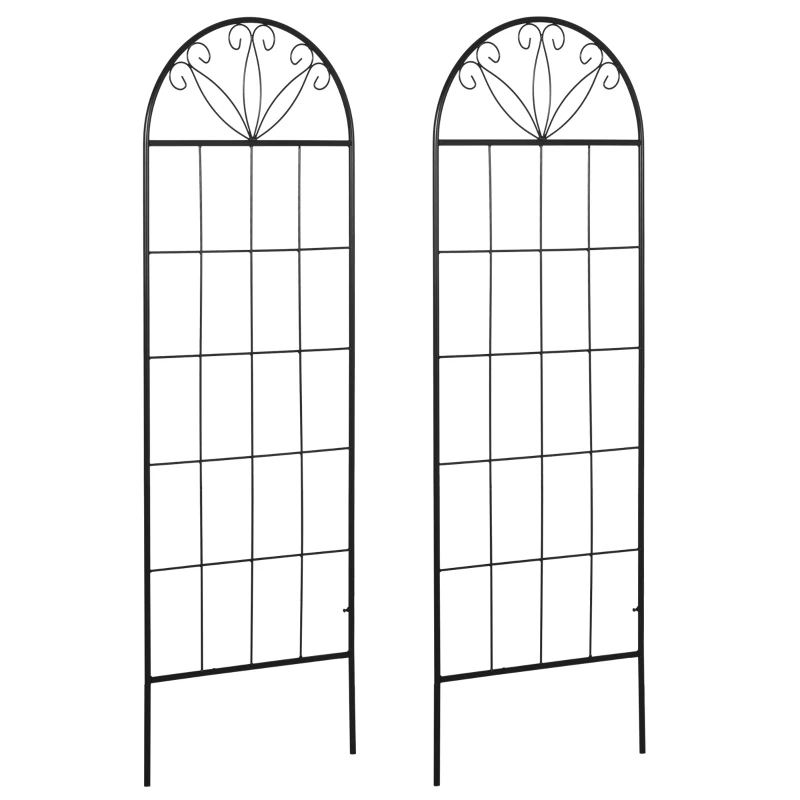 Outsunny Treliça de Jardim Conjunto de 2 Suportes para Plantas Trepadeiras em Metal 51x152 cm Preto