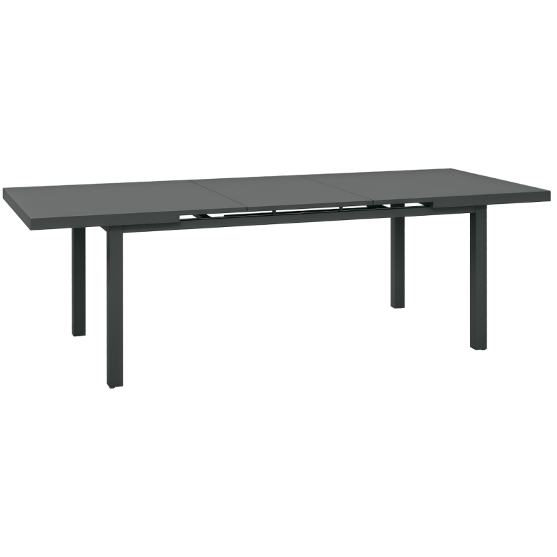 Outsunny Aluminium Garden Table for 6-8, 246 cm Extending Outdoor Dining Table Rectangle for Patio, Balcony - Charcoal Grey