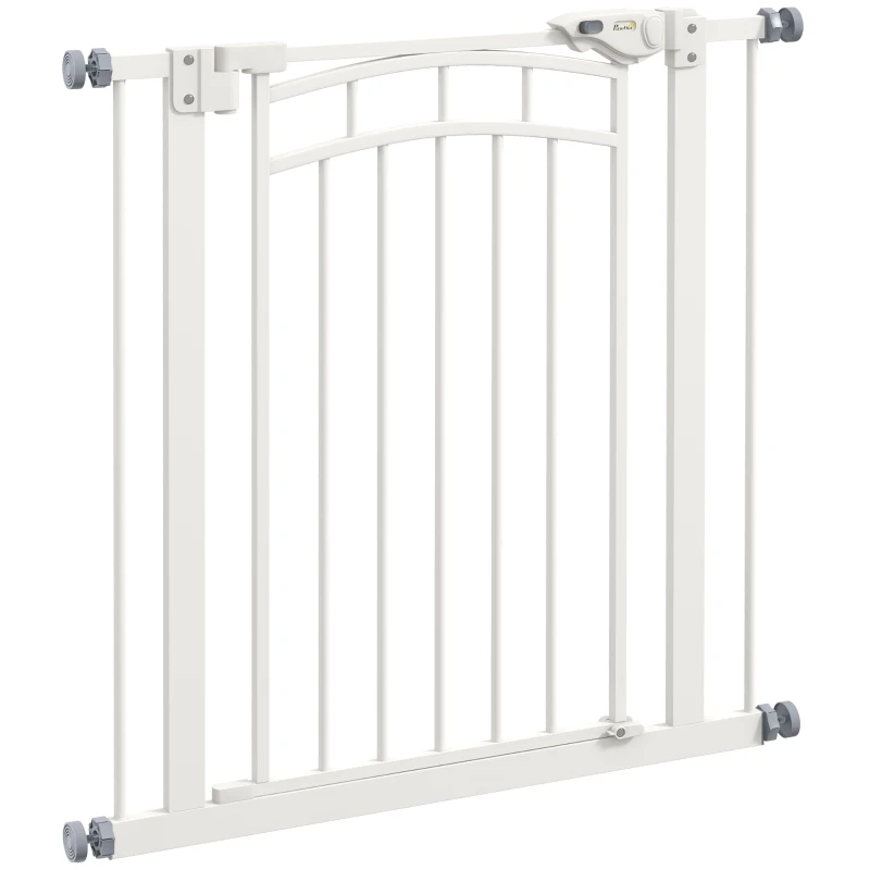 Pawhut Barreira de Segurança para Cães Barreira de Escada Extensível Duplo Bloqueio 74-80x76 cm Branco