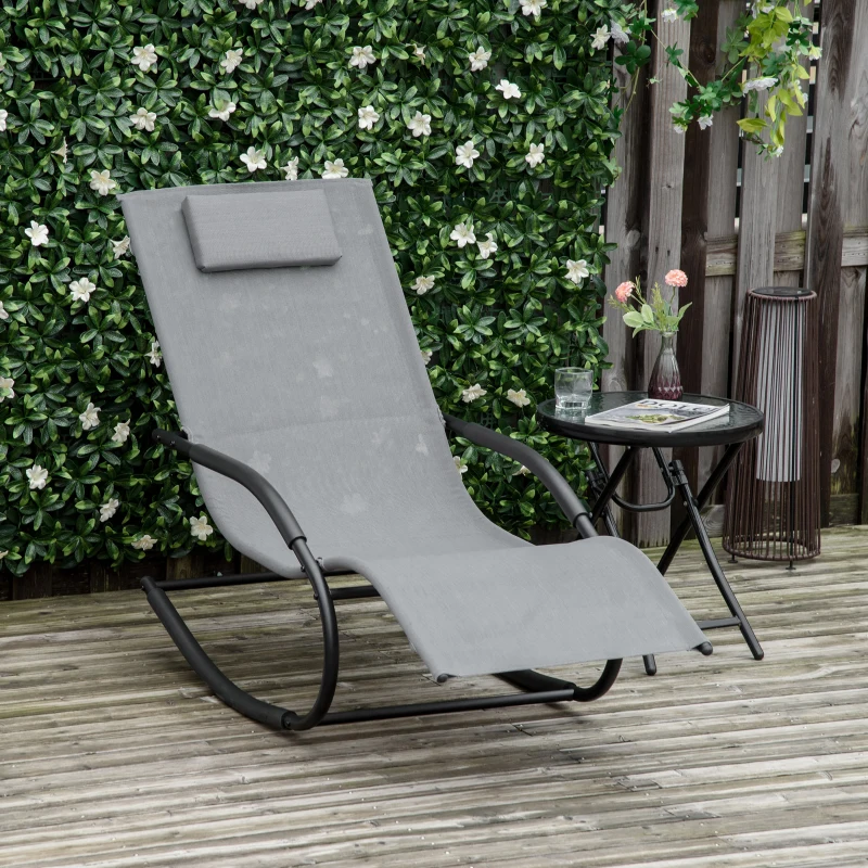 Outsunny Espreguiçadeira de Balanço Zero Gravity Ergonômica em Metal e Texteline 63x160x88 cm