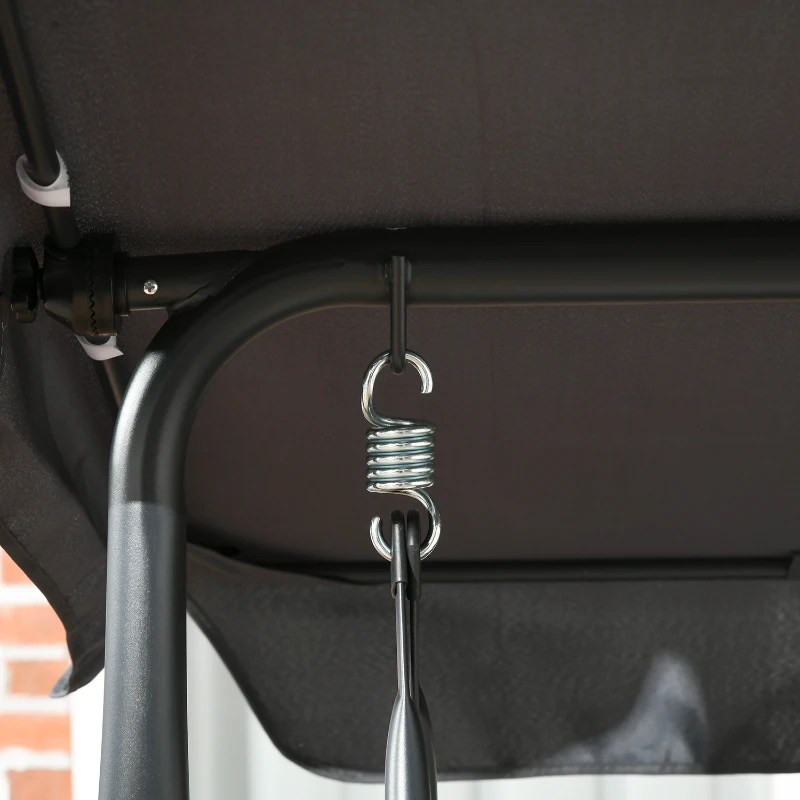 Outsunny Baloiço de Jardim 3 Lugares com Telhado de Inclinação Ajustável e Porta Copos e Bandejas de Assento Ergonómico