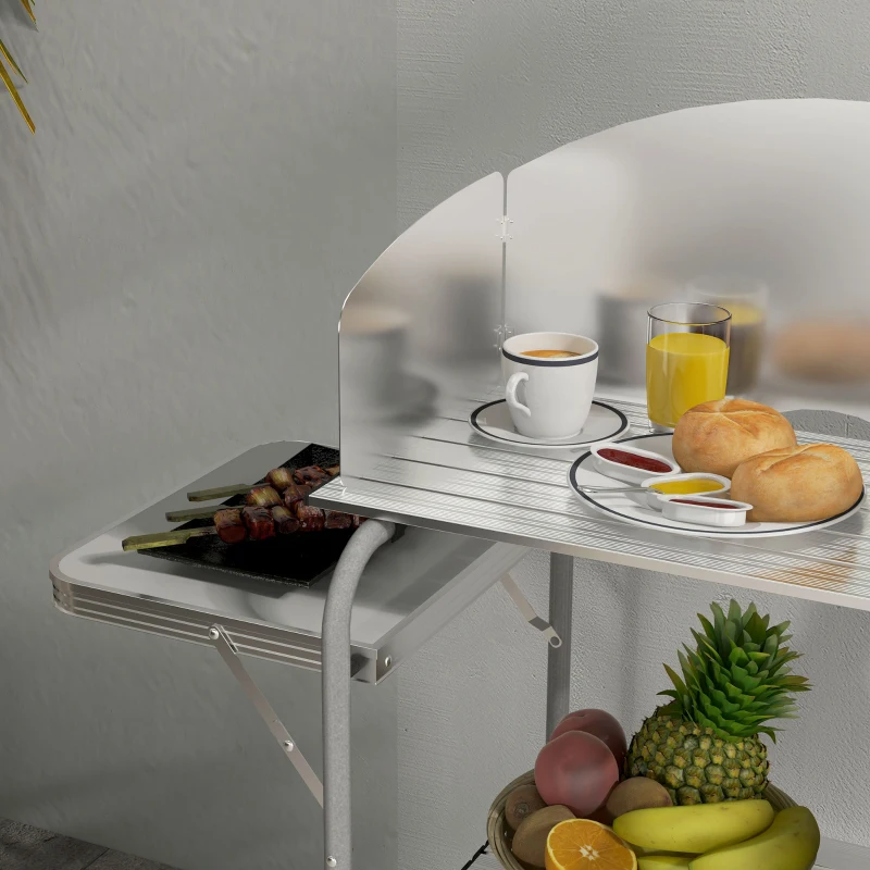 Outsunny Móvel de Cozinha para Camping com Armazenamento Mesa Exterior Dobrável Portátil em Alumínio com Saco de Transporte