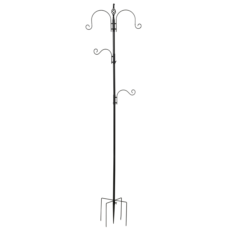 Pawhut Mangeoire À Pássaros Estação de Alimentação decorativa para Pássaros Selvagens com 4 Ganchos 54,5x54,5x208 cm Preto