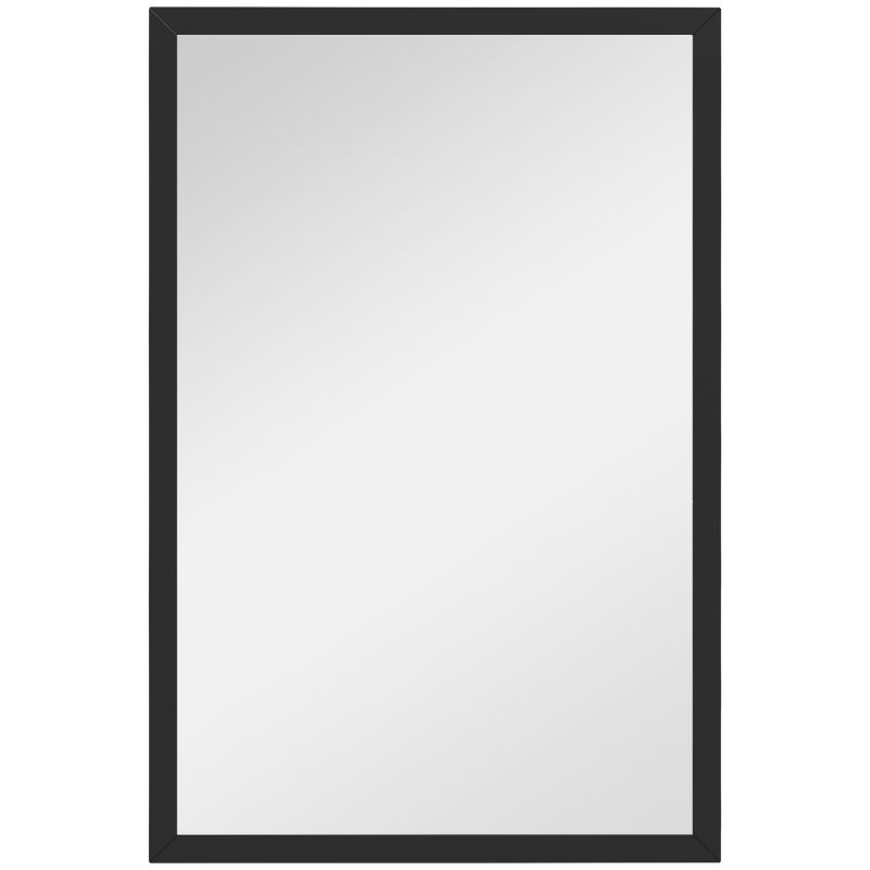HOMCOM Espelho de Parede Retangular 60x40 cm Moldura em Madeira Preta Ideal para Casa de Banho Sala ou Quarto