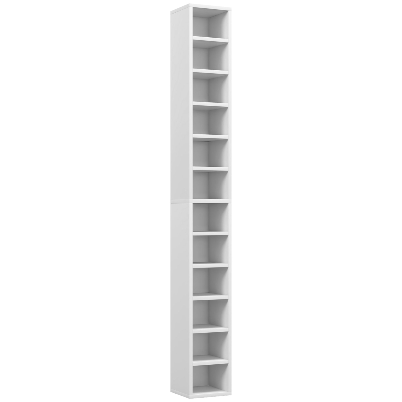 HOMCOM Armazenamento para CD e DVD com 12 Compartimentos Capacidade Máx. 204 CD 21x20x175 cm Branco