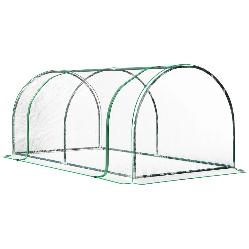 Outsunny Serre de Jardin mini serre à tomates dim. 2L x 1l x 0,8H m Porte zippée bâche PVC Acier Transparent