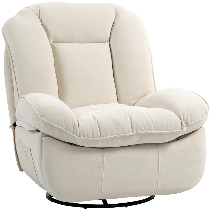 HOMCOM Poltrona Relax Ajustável 104x100x102 cm/164x76 cm Creme Branco