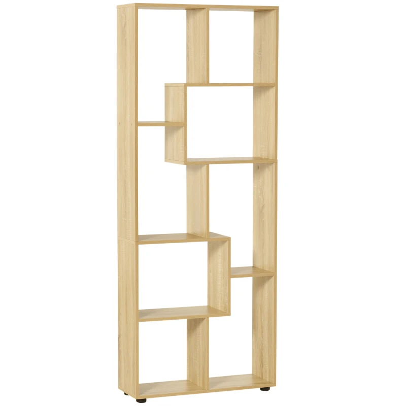 HOMCOM Biblioteca Estante Zigue Zague estilo Contemporâneo 70x24x178 cm Painéis de Partículas Madeira Natural
