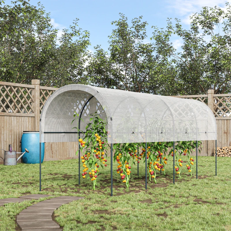 Outsunny Estufa de Jardim Estufa de Tomates 4x1,20x1,70 m 5 Arcos de Aço Cobertura em PE