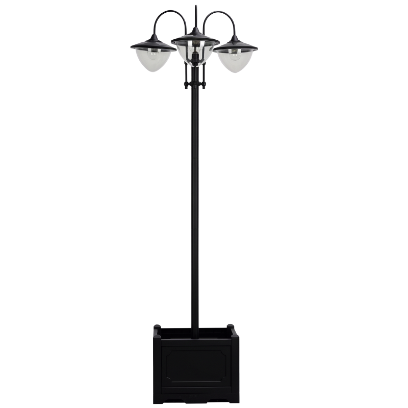 Outsunny Lampione Luce Solare per Esterno (60x55x189 cm) Accensione/Spegnimento Automatici, con 3 Lampade a Led
