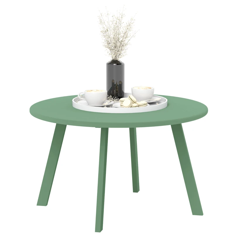 Outsunny Mesa de Café Pequena Redonda Mesa de Apoio com Pés Antiderrapantes Estrutura em Metal para Jardim Ø 70x42 cm Verde