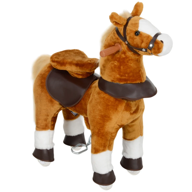 Aiyaplay Cavalo de Montar para Criança Cavalo de Rodinhas Sela Elevada para Crianças 3-5 Anos Carga 60 Kg 70x28x70 cm Marrom