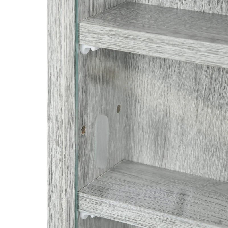 HOMCOM Vitrine de Parede para Objetos de Coleção 5 Prateleiras Ajustáveis em Altura e 2 Portas de Correr 80x9,5x60 cm Cinza