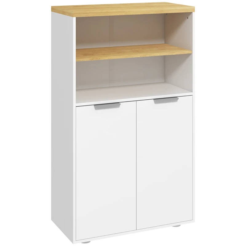 Kleankin Móvel de Arrumação para Casa de Banho com 2 Portas e 2 Compartimentos Abertos 60x30x102 cm Branco