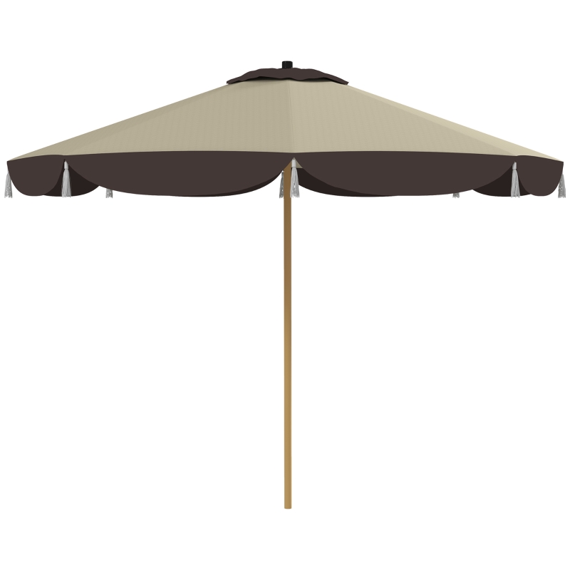 Outsunny Guarda Sol de Jardim Ø2,6 m com Cobertura UV 50 Entrada de Ar e 8 Varetas Bege