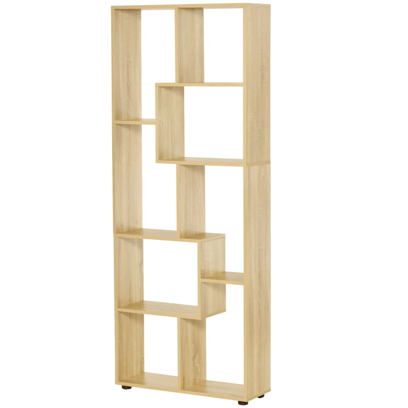 HOMCOM Biblioteca Estante Zigue Zague estilo Contemporâneo 70x24x178 cm Painéis de Partículas Madeira Natural