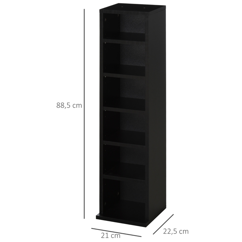 HOMCOM Conjunto de 2 Estantes Colunas Armário de Armazenamento CD DVD 12 Compartimentos 21x22,5x88,5 cm Capacidade 204 CD Preto