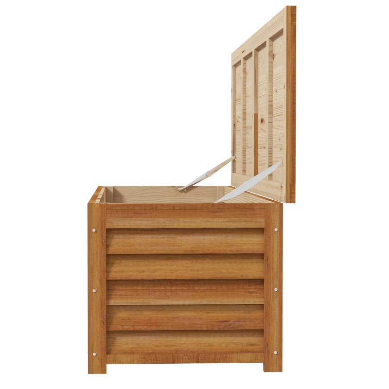 Outsunny Baú de Armazenamento Exterior Jardim 176L em Madeira com Alça 130x50x45 cm