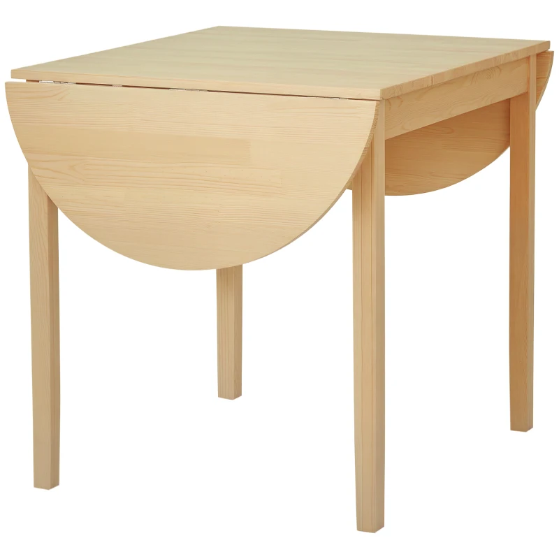 HOMCOM Mesa de Jantar Oval Dobrável em Madeira Maciça com 2 Abas Pouco Volumosa 140x70x75 cm