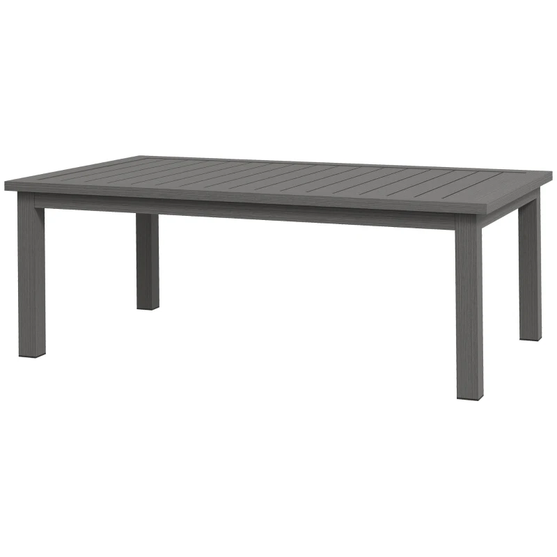 Outsunny Mesa de Centro Retangular com Ripas para Interior/Externo em Alumínio 100x60x37 cm Marrom