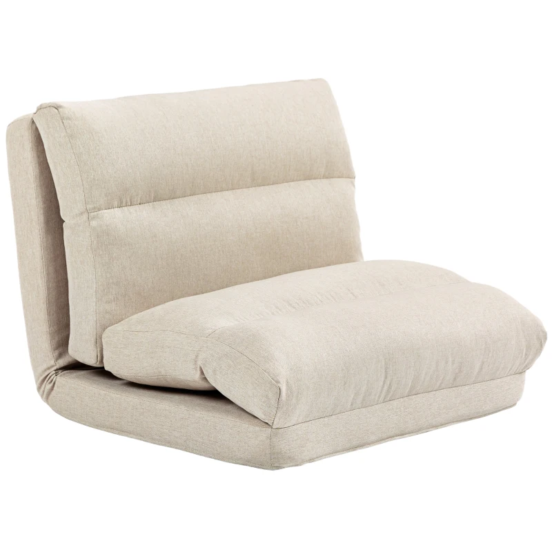 HOMCOM Sofá de Chão Sofá Preguiçoso Sofá Conversível em Cama Inclinável 90°-180° Tecido 70x72x56 cm Bege