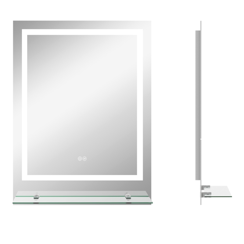 Kleankin Espelho Retangular de Parede Luminoso LED para Banheiro 80x60 cm
