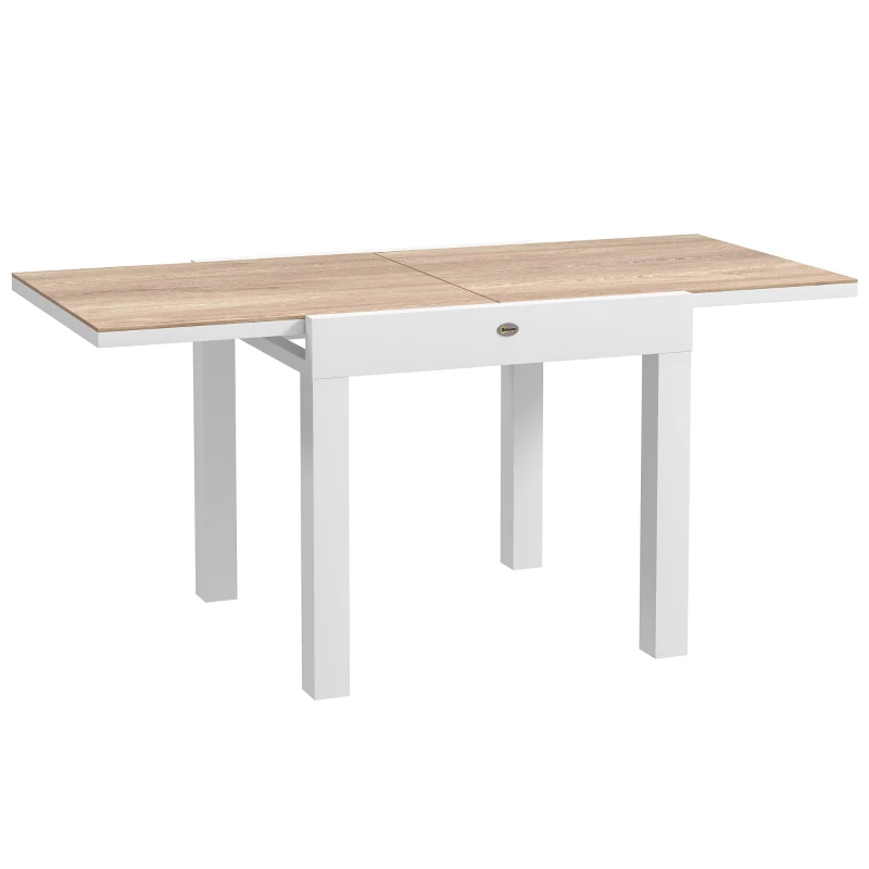 Outsunny Mesa de Jantar para Jardim Extensível para 6 Pessoas com Tampo Retangular Estrutura em Alumínio 60x80x75 cm