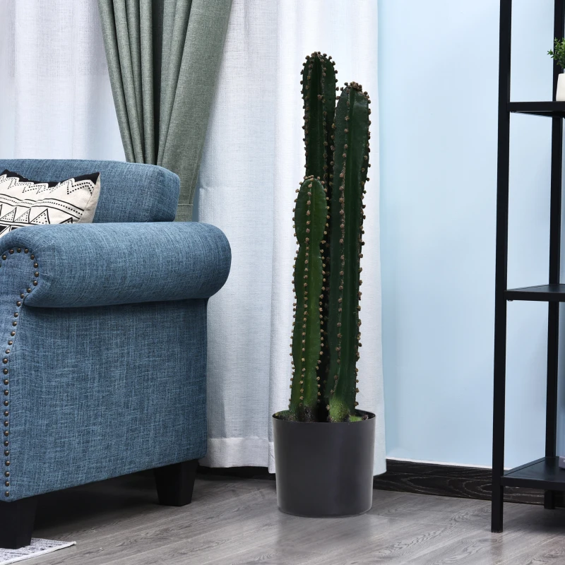 Outsunny Cacto Artificial Alto Realismo Planta Artificial Grande Porte Ø 17x98 cm Verde