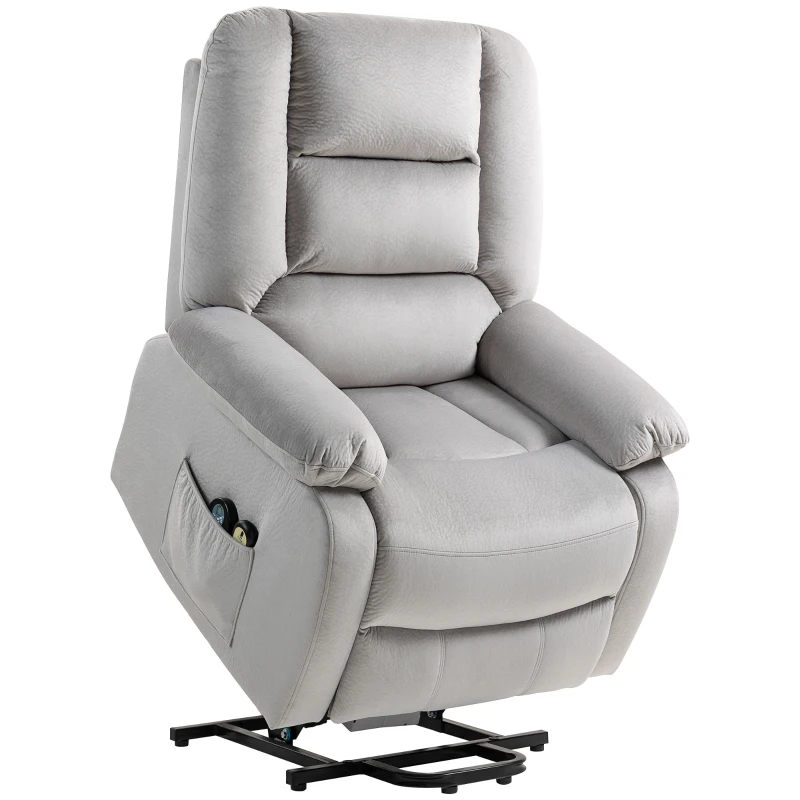HOMCOM Poltrona de Levantamento com Função de Massagem 90x93x110 cm Cinza Claro