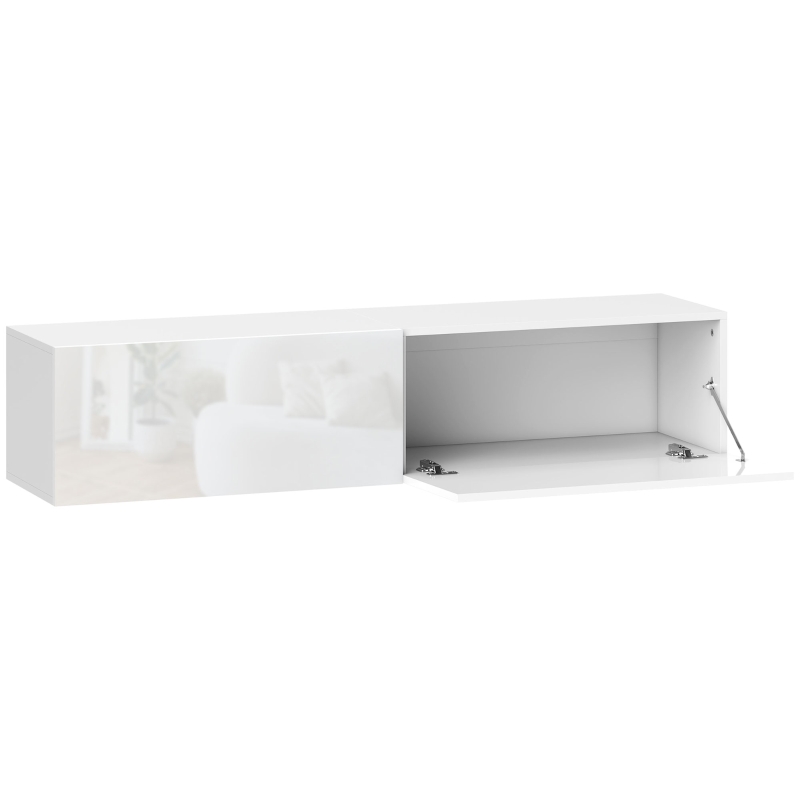 HOMCOM Móvel TV Suspenso para Televisão Até 45-55-65 Polegadas com 2 Armários de Portas 140x33x29,8 cm Branco