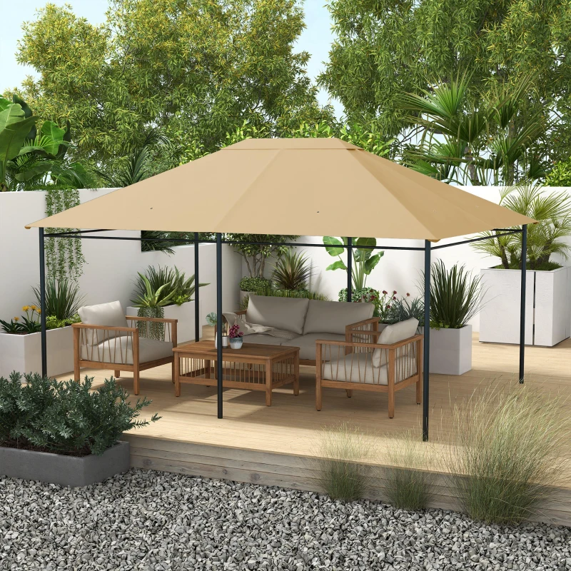 Outsunny Toldo de Substituição para Pavilhão de Jardim de Tecido de Poliéster de Alta densidade 180 g/㎡ Anti UV 3x4 m