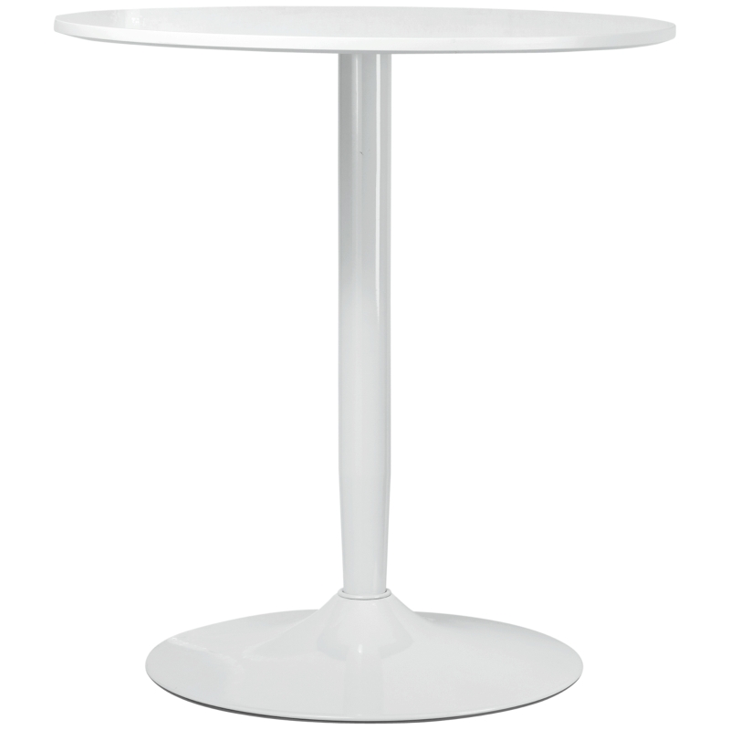 HOMCOM Mesa de Jantar para 2 Pessoas Tampo Redondo Base de Aço Branco 70x70x75 cm