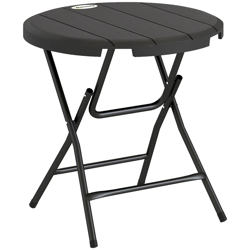 Outsunny Mesa de Jardim Redonda Mesa de Jantar Exterior para 4 Pessoas com Tampo de HDPE e Estrutura de Aço