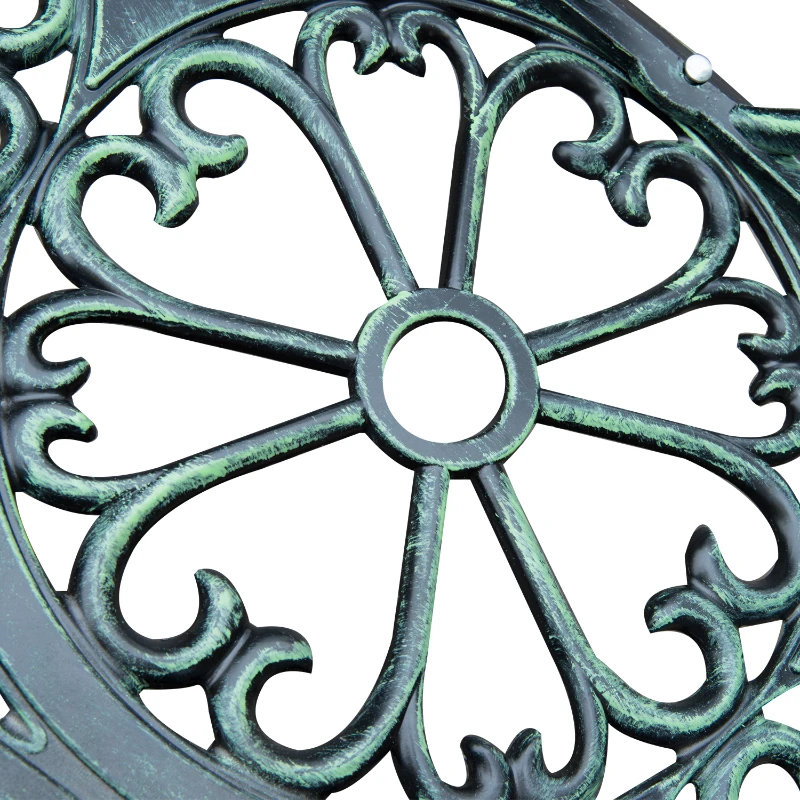Outsunny Banco de Jardim 2 Lugares Estilo Neo Retro Padrão de Rosa Linhas Fuseladas 100x54x78 cm Alumínio Fundido Verde Envelhecido