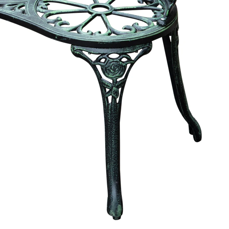 Outsunny Banco de Jardim 2 Lugares Estilo Neo Retro Padrão de Rosa Linhas Fuseladas 100x54x78 cm Alumínio Fundido Verde Envelhecido