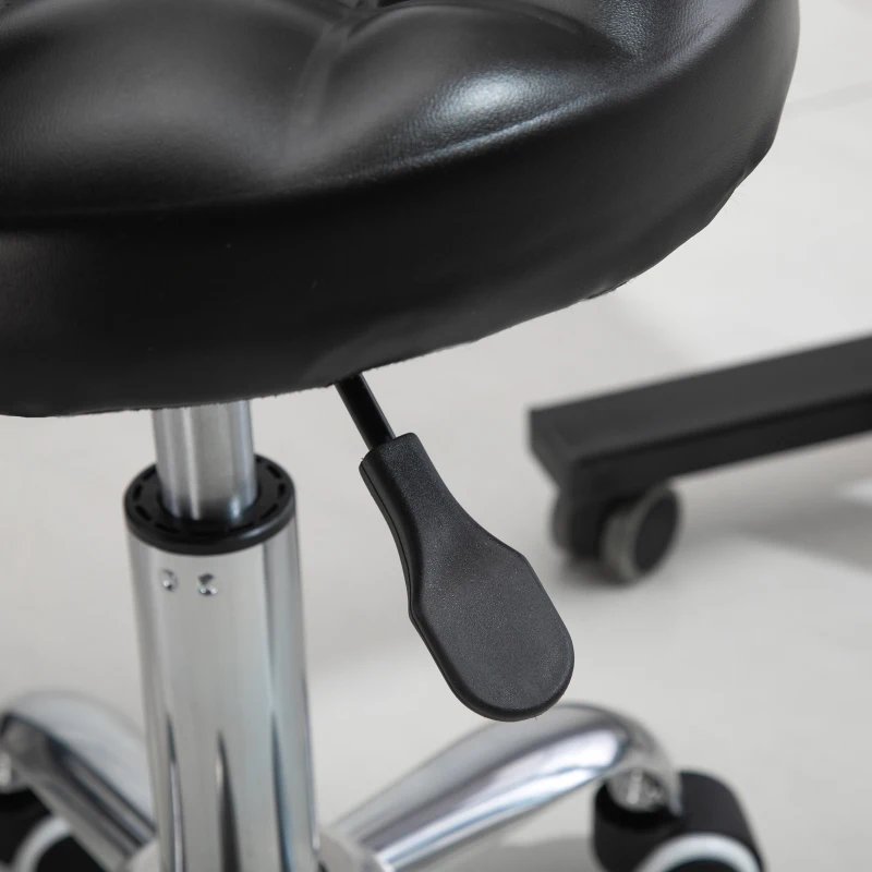 HOMCOM Banco de Massagem com Rodízios Altura Ajustável Giratório 360° Assento Sintético Acolchoado Preto