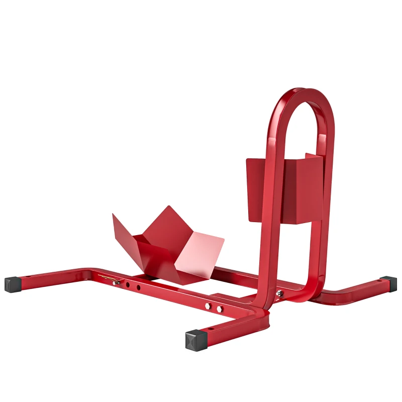 HOMCOM Levanta Moto Suporte de Rodas Bloqueia Rodas 17-21 Polegadas Pés Antiderrapantes Metal 60x55x43 cm Vermelho
