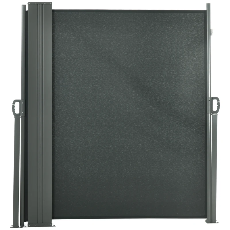 Outsunny Duplo Toldo Lateral Biombo Tela Retrátil 6x1,60 m Poliéster Anti UV Cinza