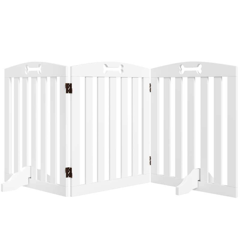 Pawhut Barreira de Segurança Cão Barreira Dobrável para Cães Pés de Apoio Pontas Antiderrapantes 155x30x61 cm Branco