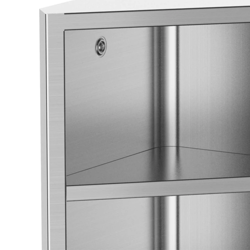 HOMCOM Armário de Canto para Banheiro em Aço com Porta de Espelho Fecho Magnético 3 Prateleiras Economizador de Espaço 60x30x18,4 cm