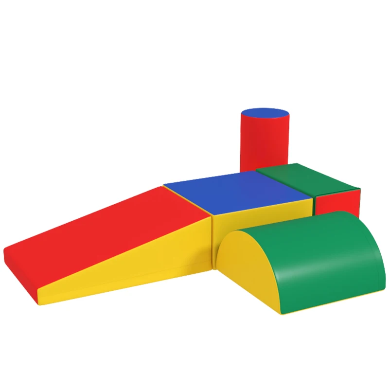 HOMCOM Conjunto de Blocos Macios para Crianças 1-3 Anos com 5 Blocos Coloridos em Couro Falso e Espuma Multicolorido