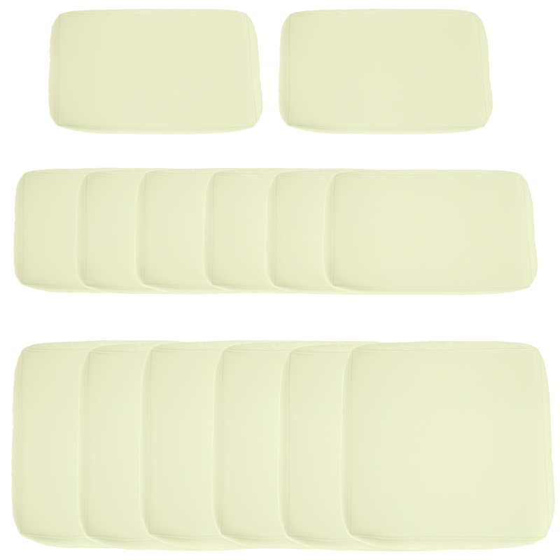 Outsunny Conjunto de 14 Capas de Almofada de Reposição para Móveis de Jardim 6 Capas de Assento 8 Capas de Encosto Poliéster Bege