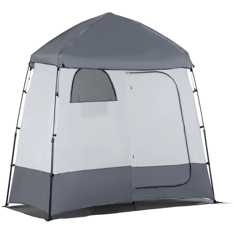 Outsunny Tenda de Duche Pop Up Tenda de WC de Instalação Instantânea com Saco de Transporte 220x125x230 cm Cinza Claro