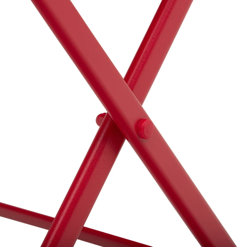 Outsunny Conjunto de Jardim Bistrô Dobrável Mesa Redonda Ø 60 cm com 2 Cadeiras Dobráveis Metal Termolacado Vermelho