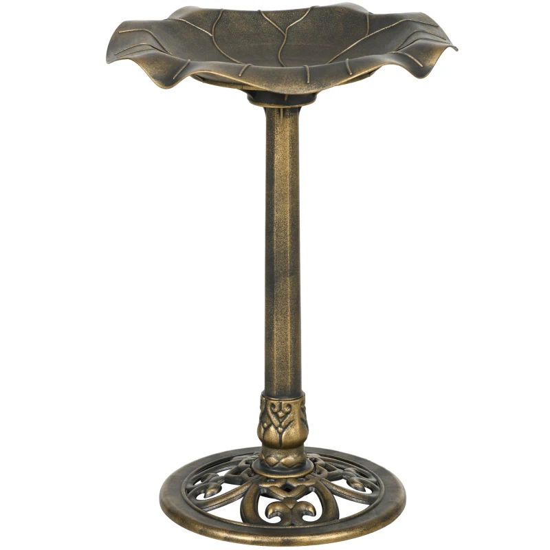 Outsunny Bebedouro para Pássaros Comedouro para Pássaros Oiseaux bacia Forma Folha de Lótus Ø 50x71 cm Polipropileno Bronze