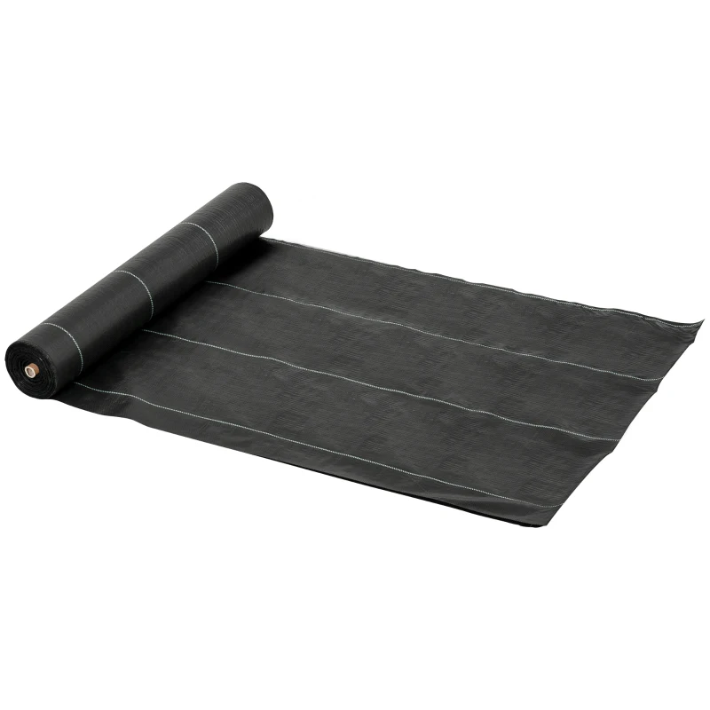 Outsunny 2m x 50m Weed Control Membrane, Heavy Duty Weed Control Barrier Fabric, 90gsm Ground Cover for Patios, Garden, Flower beds, Landscaping
