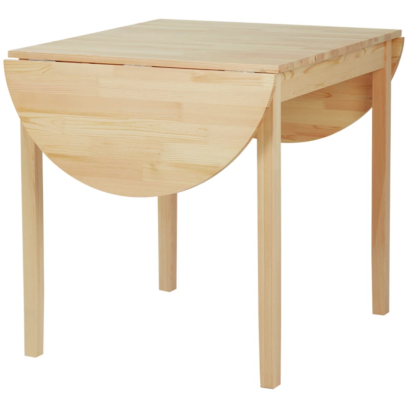 HOMCOM Mesa de Jantar Oval Dobrável em Madeira Maciça com 2 Abas Pouco Volumosa 140x70x75 cm